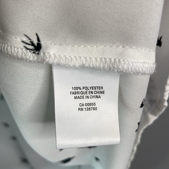 Reitmans The Relaxed Shirt Bird Print White Black Zip Pocket Keyhole Back XXL - Picture 10 of 13